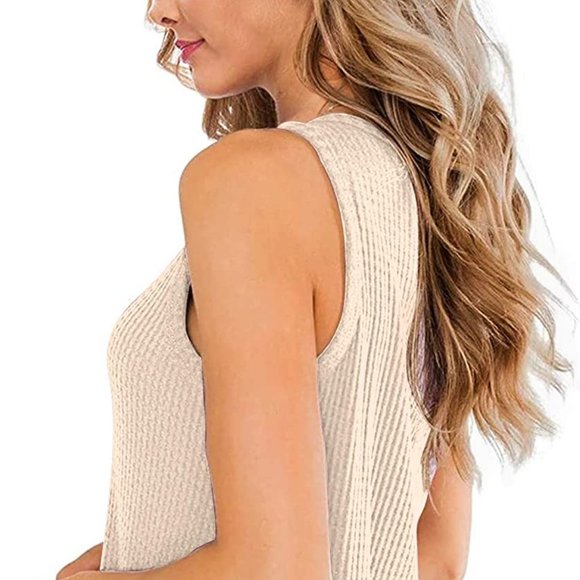 Women's Waffle Knit V-Neck Sleeveless Tank Top Size Large - Picture 1 of 5